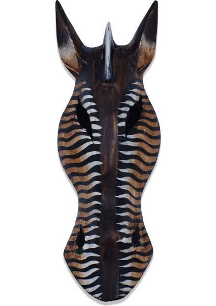 Zebra Kafası Maske 30 cm Kahve Duvar Objesi Ahşap Mask
