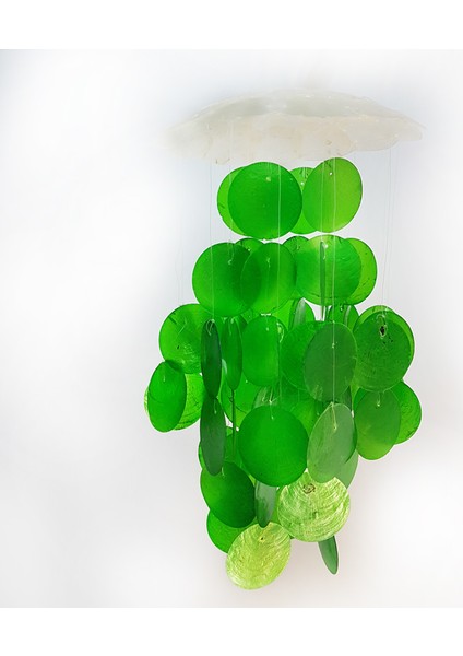 Sedef Rüzgar Çanı.tekli 8" Yeşil & Naturel