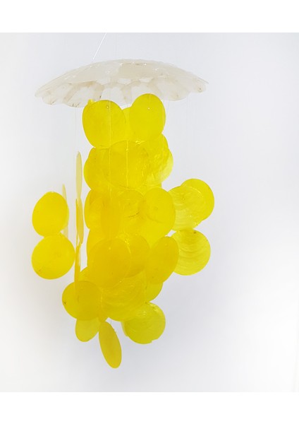 Sedef Rüzgar Çanı.tekli 8" Sarı & Naturel