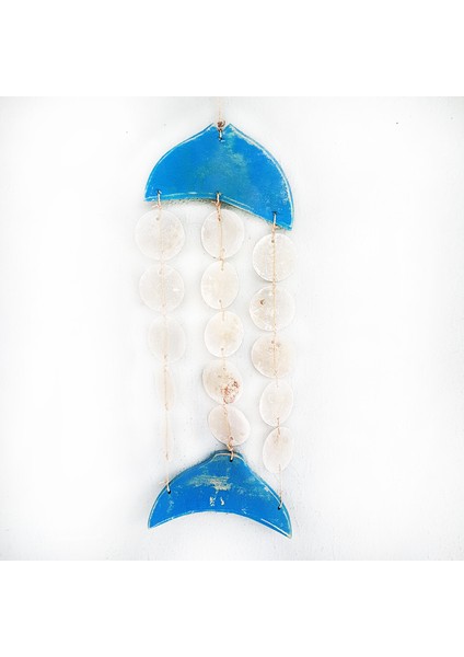 Mavi Balıklı Capiz Duvar Dekoru