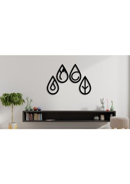 4 Element Dekoratif Ahşap Tablo 4 Parça