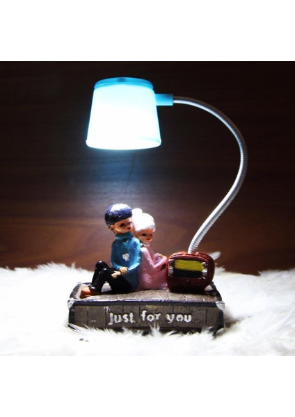 Genç Aşıklar Işıklı Biblo Mavi Masa Gece Lambası 1