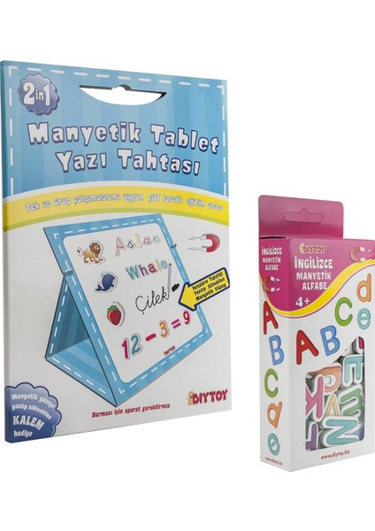 Diy Toy Diytoy Manyetik Tablet Yazı Tahtası Mavi + Manyetik Harfler