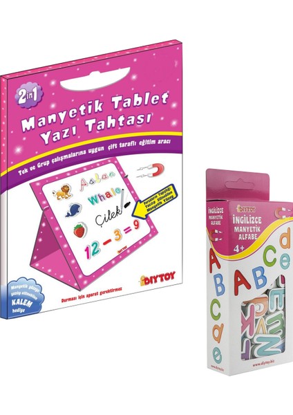 Diy Toy Diytoy Manyetik Tablet Yazı Tahtası Pembe + Manyetik Harfler