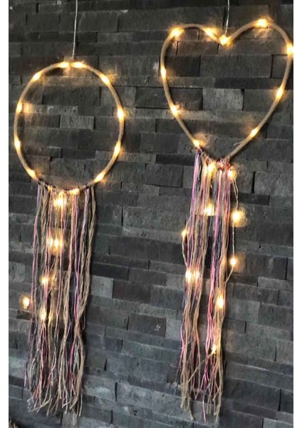 Metal Daire Düş Kapanı LED Işıklı Duvar Süsü