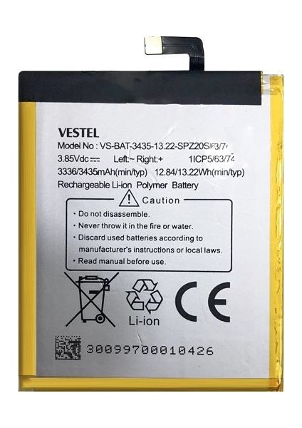 Vestel Venüs Z20 Uyumlu Batarya Pil 3400 mAh