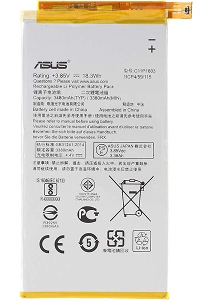 Asus Zenfone 3 Deluxe (ZS570KL) C11P1603 Uyumlu Batarya Pil 3000 mAh