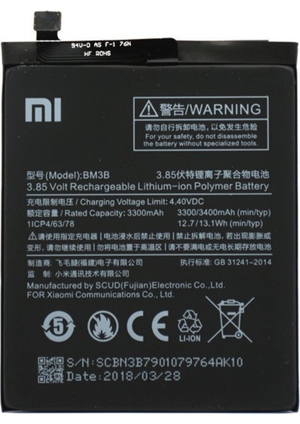 Xiaomi Mi Mix 2 (BM3B) Uyumlu Batarya Pil 3400 mAh