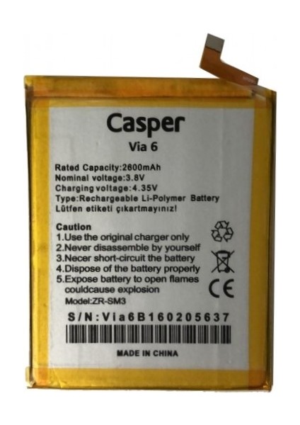 Casper Via V6 Uyumlu Batarya Pil 2800 mAh