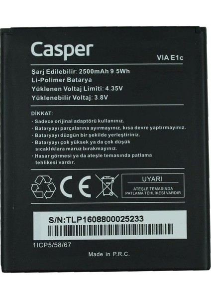 Casper Via E1C Uyumlu Batarya Pil 2500 mAh