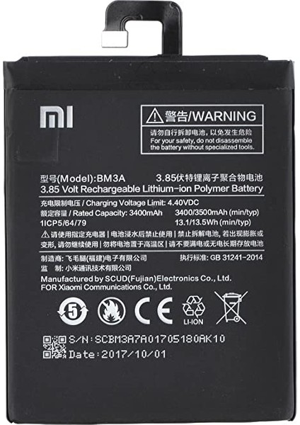 Xiaomi Mi Note 3 (BM3A) Uyumlu Batarya Pil 3500 mAh