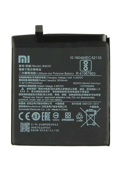 Xiaomi Mi8 Se (BM3D) Uyumlu Batarya Pil 3120 mAh