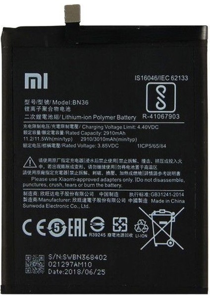 Xiaomi Mi A2 / Mi 6x (BN36) Uyumlu Batarya Pil 3010 mAh