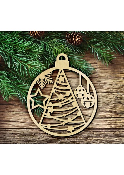 Lazer Dünyası Ahşap Yılbaşı Ağacı Süsü 4 Adet
