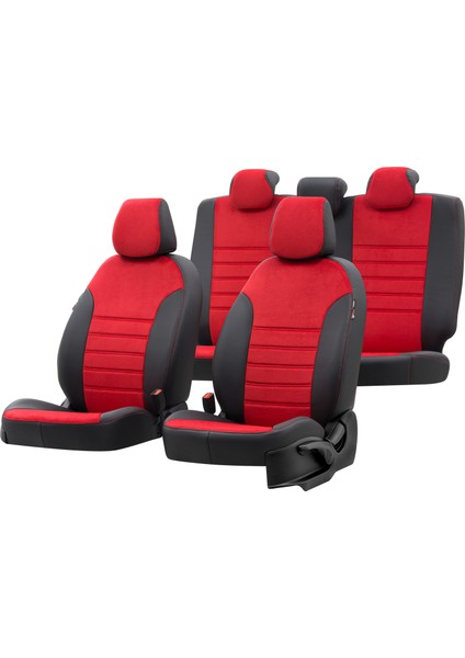 Hyundai I30 2007-2012 Özel Üretim Koltuk Kılıfı London Design Kırmızı - Siyah