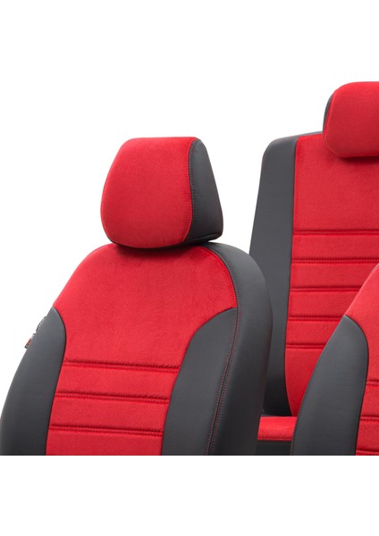 Hyundai I30 2007-2012 Özel Üretim Koltuk Kılıfı London Design Kırmızı - Siyah