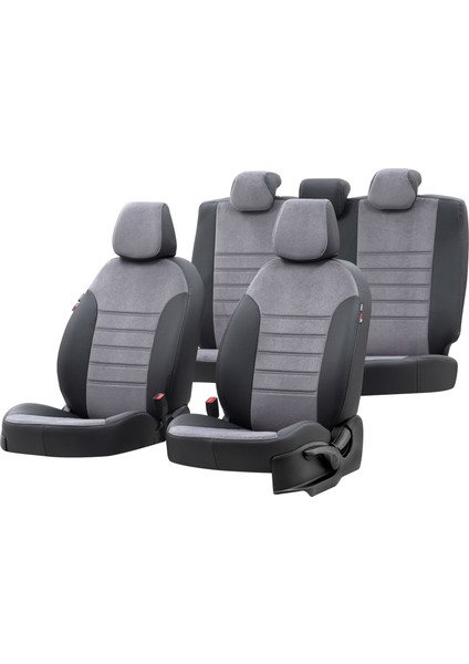 V.w. Transporter T-5 2004-2015 4+1 (5 Kişi) Özel Üretim Koltuk Kılıfı London Design Füme - Siyah