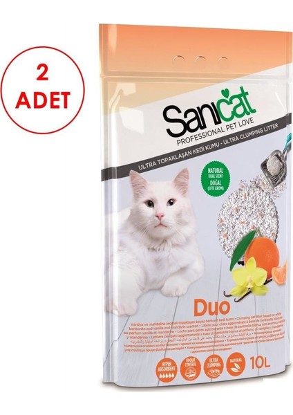 Duo Mandalinalı Topaklaşan Kedi Kumu 10 Ltx2 Adet