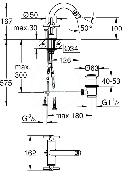 Atrio Tek Delikli Bide Bataryası 1/2″ M-Boyut 24027003 fiyatları