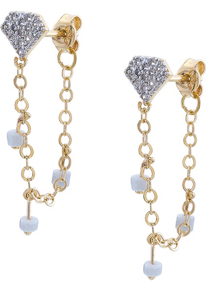 14 Ayar Altın Diamond Sallantılı Kadın Küpe
