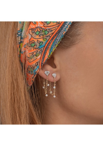 14 Ayar Altın Diamond Sallantılı Kadın Küpe fiyatları