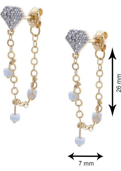 14 Ayar Altın Diamond Sallantılı Kadın Küpe modelleri