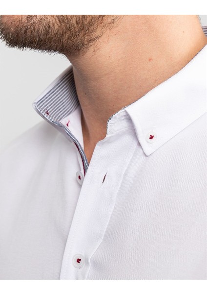 Slim Fit Düz Beyaz Erkek Gömlek fırsatları