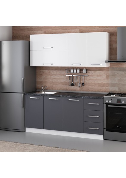 175 Cm Mutfak Dolabı Beyaz Antrasit 175-A2 modelleri