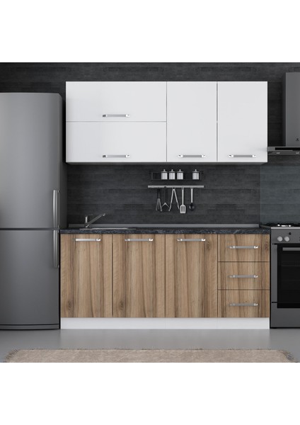 180 Cm Mutfak Dolabı Beyaz Dore 180-D2