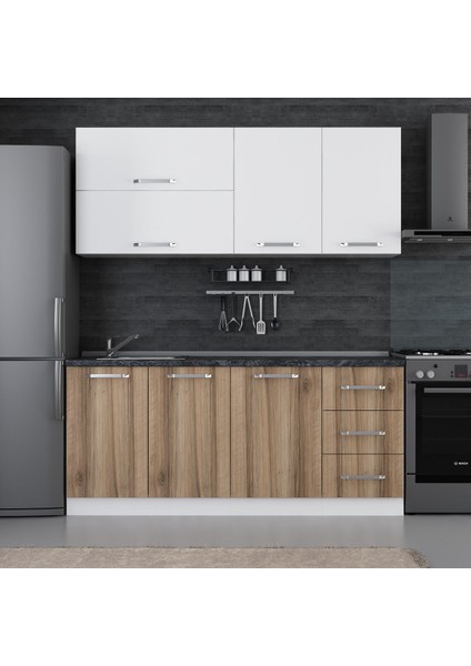 185 Cm Mutfak Dolabı Beyaz Dore 185-D2