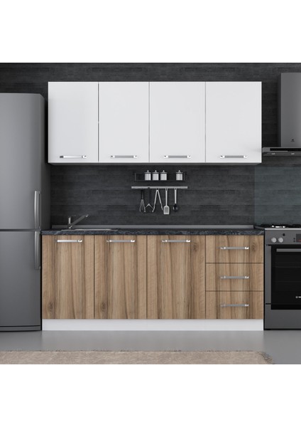 190 Cm Mutfak Dolabı Beyaz Dore 190-D1