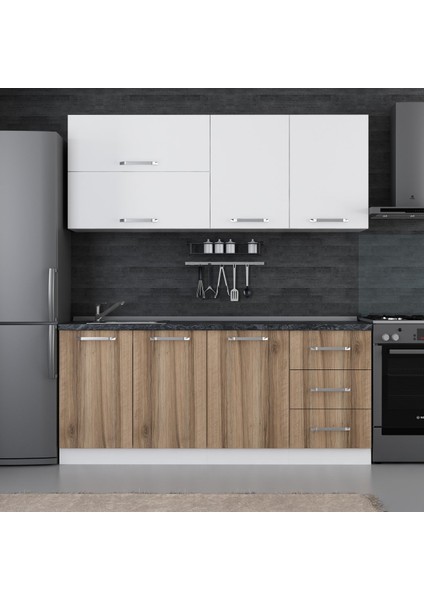 190 Cm Mutfak Dolabı Beyaz Dore 190-D2