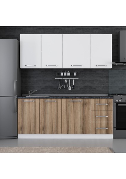 195 Cm Mutfak Dolabı Beyaz Dore 195-D1