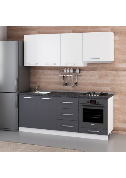 200 Cm Mutfak Dolabı Beyaz Antrasit 200-A5 modelleri