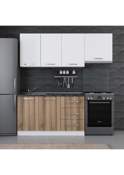 200 Cm Mutfak Dolabı Beyaz Dore 200-D4