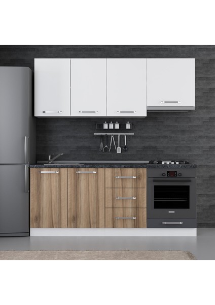 200 Cm Mutfak Dolabı Beyaz Dore 200-D5