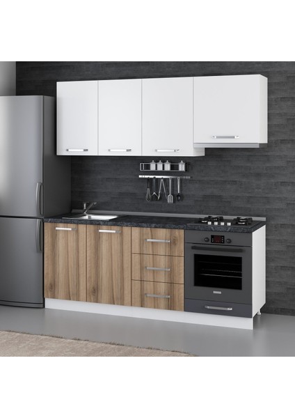 200 Cm Mutfak Dolabı Beyaz Dore 200-D5