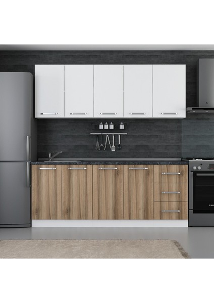 205 Cm Mutfak Dolabı Beyaz Dore 205-D1