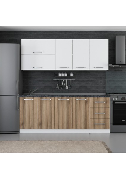 205 Cm Mutfak Dolabı Beyaz Dore 205-D2