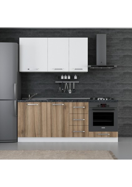 205 Cm Mutfak Dolabı Beyaz Dore 205-D3