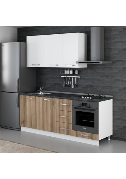 205 Cm Mutfak Dolabı Beyaz Dore 205-D3