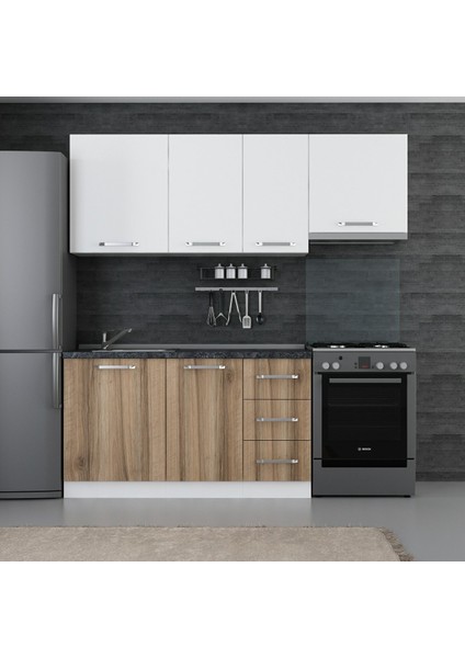 205 Cm Mutfak Dolabı Beyaz Dore 205-D4