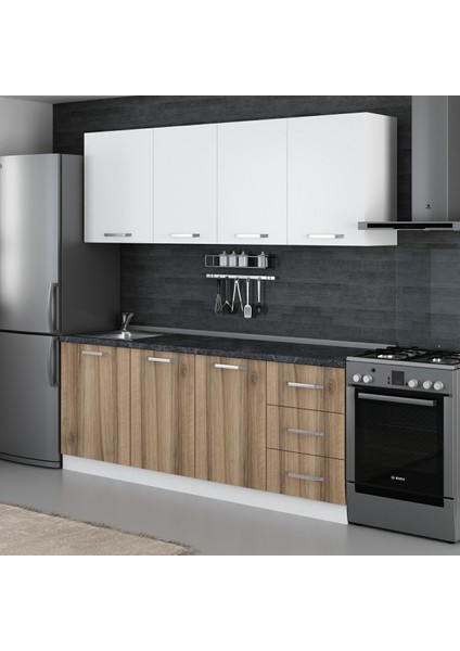 210 Cm Mutfak Dolabı Beyaz Dore 210-D1
