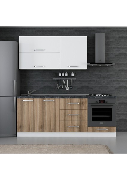 210 Cm Mutfak Dolabı Beyaz Dore 210-D3