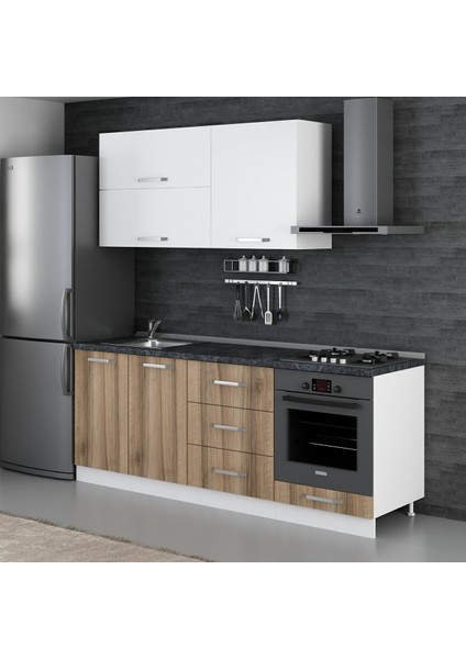 210 Cm Mutfak Dolabı Beyaz Dore 210-D3 modelleri