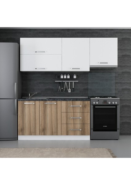 210 Cm Mutfak Dolabı Beyaz Dore 210-D4