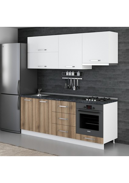 210 Cm Mutfak Dolabı Beyaz Dore 210-D5