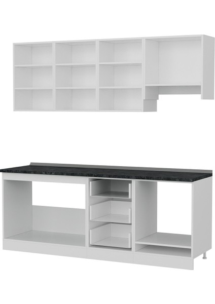 210 Cm Mutfak Dolabı Beyaz Dore 210-D8