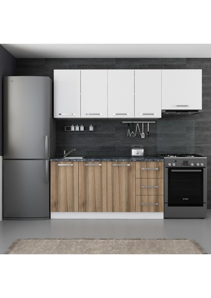 220 Cm Mutfak Dolabı Beyaz Dore 220-D5