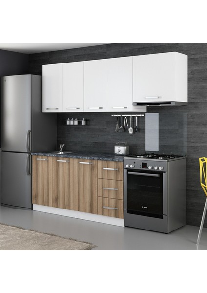 220 Cm Mutfak Dolabı Beyaz Dore 220-D5